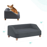 CRITTER SITTERS 36-in. Microfiber Rectangular Dog Sofa for Medium-Sized Dogs, Modern and Stylish Elevated Dog Sofa Bed for Home or Apartment, Dark Grey