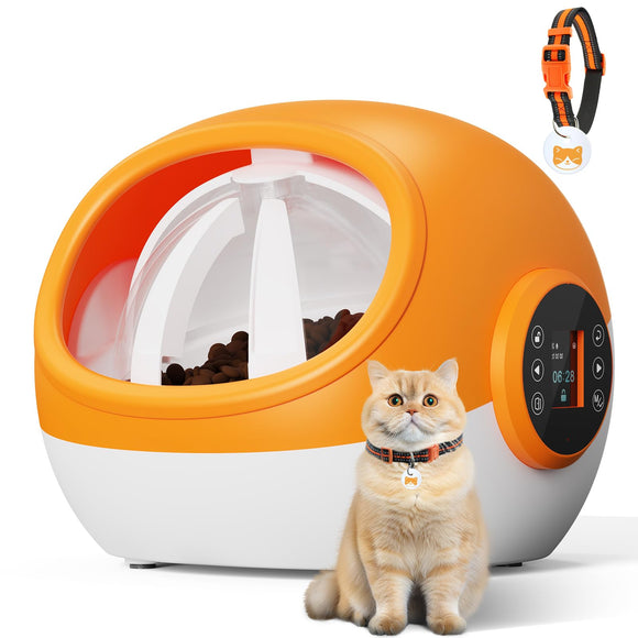 BROAIMX Automatic Cat Feeder With RFID Collar Sensor, Timed Auto Pet Feeder for Multi-Cat Households, 4 Feeding Modes, LCD Menu & Voice Recording, Suitable for Wet and Dry Food