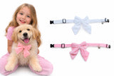 Dog Bow Collar 2 Pack – Soft Adjustable Puppy Collars with Removable Bell, Pink & White Cute Dog Collar for Small Medium Dogs, Boutique Pet Accessory for Daily Wear, Photos & Parties