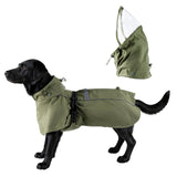 RYNVALE STUDIO Dog Raincoat Waterproof Rain Jacket Lightweight with Adjustable Reflective Strip & Detachable Hood, Fits Small/Medium/Large/Extra Large Dogs Puppies, Green (Large)