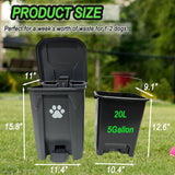 CCAATVG 20L/5Gallon Dog Poop Trash Can Outside with Waste Bags Outdoor Dog Poop Trash Can for Backyard with Lid Odorless Waterproof Foot Pedal and Removable Inner Bucket