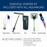 Aussie Aquariums 3.0 Wall Mounted Fish Tank Kit with LED Lighting, Built-in Filter System, Modern Space-Saving Design, Complete Accessories Set (Panoramic, Black)