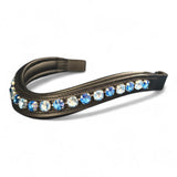SIE Midnight Series Crystal-Accented Padded Leather Browbands for Bridles 15"/ 16"/ 17" (Offshore Blue, 16")