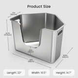 Stainless Steel Corner Cat Litter Box, Metal Litter Box with High Sided, One-Piece Corner Cat Toilet, No Assembly Required, Non-Stick, No Odor Kitten Litter Pan, Easy to Clean, for Small Medium Cats
