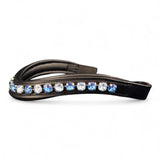 SIE Midnight Series Crystal-Accented Padded Leather Browbands for Bridles 15"/ 16"/ 17" (Offshore Blue, 16")
