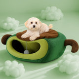 MOYMO Cute Cat Beds for Indoor Cats, Small Dog Beds, Soft Washable Pet Beds for Kitten and Puppy, Funny Avocado Cat Cave Cat Toys, 19 Inches
