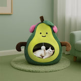 MOYMO Cute Cat Beds for Indoor Cats, Small Dog Beds, Soft Washable Pet Beds for Kitten and Puppy, Funny Avocado Cat Cave Cat Toys, 19 Inches
