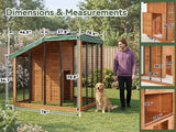 Aoxun 7' x 5' Large Outdoor Cedar Wood Dog House, Weatherproof Dog Kennel with Roof, Rear Door, Secure Lock & Built-in Storage for Medium to Large Dogs
