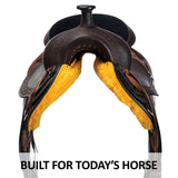 Double S Oiled Trail Saddle | Size 15 | Beautifully Hand Tooled | Generously Padded Seat | Lightweight & Maintenance Free | Stainless Steel Hardware | Saddle Bag Compatible |