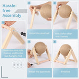 Bunny Scratch Ball - Toxic-Free Natural Sisal Scratching Ball with Enhanced Stable Wood Base | Pet Scratcher Toy for Rabbits, Cats, Chinchillas, 7''x7''x6.2''