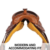 Schneiders Wyatt II Tooled All Around Saddle | Handcrafted Leather | Lightweight & Durable | Color Chestnut | Size 15