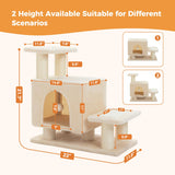 UYMI 3-in-1 Dog Stairs & Cat Scratching Post with Condo, Pet Steps for High Beds, Sofa, Couch, Tall Cat Tower, High-Strength Boards for Indoor Small Cats Kittens Dogs Climbing Playing, 3 Steps-Beige