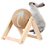 Bunny Scratch Ball - Toxic-Free Natural Sisal Scratching Ball with Enhanced Stable Wood Base | Pet Scratcher Toy for Rabbits, Cats, Chinchillas, 7''x7''x6.2''