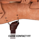 Schneiders Work and Trail II Western Saddle | Lightweight Fiberglass Tree | Roughout Design | Padded Seat | Heavy-Duty Hardware | Color Light Oil | Size 17