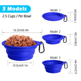 PetBonus 2-Pack Silicone Collapsible Dog Bowls, BPA Free Dishwasher Safe, Portable Foldable Expandable Travel Bowl, Food Water Feeding Cup Dish for Dogs Cats with 2 Carabiners (Army Green, Blue)