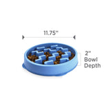Outward Hound Fun Feeder Slo Bowl – Large 4‑Cup Capacity, Slow Feeding, Medium to Large Dogs, Non‑Slip, Blue, Notch Pattern