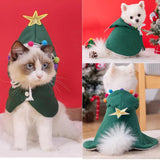 ANIAC Pet Dog Christmas Costume Puppy Cloak with Star and Pompoms Cat Santa Cape with Hat Winter Dog Outfit for Cats and Small Dog (Small, Green)