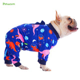 PetWarm Dog Pajamas, Dog Dinosaur Pajamas, Blue Pink Dinosaur Print, S