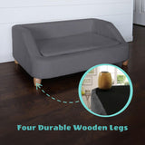 CRITTER SITTERS 36-in. Microfiber Rectangular Dog Sofa for Medium-Sized Dogs, Modern and Stylish Elevated Dog Sofa Bed for Home or Apartment, Dark Grey