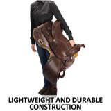 Schneiders Wyatt II Tooled All Around Saddle | Handcrafted Leather | Lightweight & Durable | Color Chestnut | Size 15