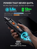 Torque X +30% Power Professional Dog Nail Grinder - Ultra-Quiet 30dB Dog Nail Trimmers, Powerful 7-Speed 16,000 RPM Motor (20k Force), Dual LED Lights, 12H+ Runtime, 3 Diamond Bits & Dust Cap