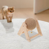 Aboofan Cat Scratcher Toy with Sisal Ball Cats Scratching Rope Ball Interactive Rotatable Wood Pet Scratcher Toys Durable for Indoor to Grind Claws Pet Furniture Supplies