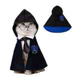 NIULA Cat Halloween Costume - Pet Wizard Costumes Mantle Magician Cosplay Clothes with Bowtie & Glasses Set, Festival Party Apparel for Small Pets Cats Dogs