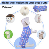 PetWarm Dog Surgical Recovery Suit Male, Dog Bodysuit for Sensitive Skin Areas, Surgical Suit for Dogs Abdominal Affected Areas Bandages, Substitute E-Collar and Cone, Flower Pattern, Blue, XS