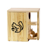 Widened Large Wooden Squirrel House Outdoor with External Platform & Porch, Squirrel Nesting Box, Squirrel Boxes for Outside, Chipmunk Houses, Easy Assembly
