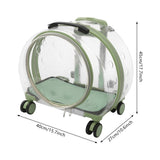 Cat Carrier with Wheels, Breathable Cat Rolling Carrier with Telescopic Handle, Bubble Cat Backpack Carrier, Clear Pet Travel Bag for Small Dogs Pets, up to 19lbs, 15.7" x 10.6" x 17.7" (Green)