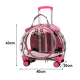 gihusrzx Pet Trolley Case with Upgraded Detachable Silent Wheels, Clear Ventilation Holes Cat Dog Carrier, Cat Dog Carrier with Telescopic Handle, Perfect for Traveling/Taking a Walk Pink
