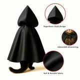 Black Bat Cat Costume with Cloak, Funny Bat Mask and Cat Cloak , Cat Outfit and Hoodie for Cosplay, Halloween, Cat Clothes and Accessories for Indoor Cats, Bat Cat Mask and Apparel, Superhero Easter Pet Costume (Big - Middle)