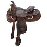 Schneiders Open Range II Tooled Western Show Saddle | Comfortable Saddle | Lightweight Construction | Latigo Cinch and Tie Straps | Color Dark Oil | Size 15
