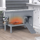 BRIOPAWS Heated Cat House for Outside | Insulated | Weatherproof | Outdoor Feral Cat Shelter for Winter | Escape Door | Foldable Ramp | Large Wooden Pet Houses for Multiple Cats | Grey