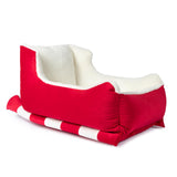 Sherry Kline Holiday Sleigh Dog Bed, Medium – Red Velvet with Faux Fur, Indoor & Outdoor, Waterproof, Washable, Durable Pet Bed, Cozy Holiday-Themed Comfort for All Breeds
