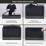 REPTI ZOO Collapsible 120 Gallon Reptile Tank, Tempered Glass Large Reptile Terrarium 48"x24"x24", Black PVC Back, Front & Top Ventilation & Anti Escape Lid, Easy Folding