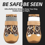 Dog Shoes for Large Dogs, Medium Dog Boots & Paw Protectors for Hardwood Floors, Outdoor Dog Booties for Hot Pavement Winter Snow Hiking, Waterproof Dog Shoes with Reflective Strips Size 4