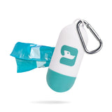 PawPail Dog Poop Bag Holder with Carabiner Clip - Durable & Leakproof Dog Waste Bag Dispenser - Includes 1 Roll of 15 Premium Poop Bags for Walking Dogs, Mild Floral Scent