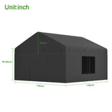 Petony Outdoor Dog Kennel Cover, Heavy Duty Oxford Dog Crate Cover with Waterproof Zippers, Transparent EVA & Mesh Panels, Windproof Dog Cage Cover for Outdoor Kennels(118" W x 118" D x 72.5" H)