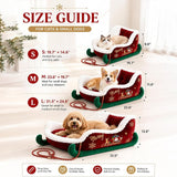 Dog Sleigh Bed, Christmas Santa Sleigh Shaped Pet Bed with Non-Slip Base, Soft Crystal Velvet Plush Dog Bed for Small Dogs Cats, Cozy Holiday Sleep Spot，Red：S(20 * 15 * 10IN)
