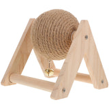 Aboofan Cat Scratcher Toy with Sisal Ball Cats Scratching Rope Ball Interactive Rotatable Wood Pet Scratcher Toys Durable for Indoor to Grind Claws Pet Furniture Supplies