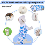 PetWarm Dog Surgery Suit, Dog Surgical Recovery Suit Female and Male, Onesie for Dogs, Spay Neuter Bodysuit for Abdominal Affected Areas Sensitive Skin Areas, Marine Animal Patterns, White, XS
