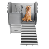 Professional Dog Grooming Tub, 50 in Stainless Steel Dog Wash Station With Foldable Ramp, Storage Drawer, Floor Grate & Faucet/Dog Bathtub for Large, Medium & Small Pets - Right Door (50 in )