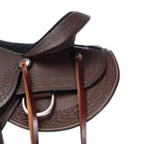 Double S Oiled Trail Saddle | Size 15 | Beautifully Hand Tooled | Generously Padded Seat | Lightweight & Maintenance Free | Stainless Steel Hardware | Saddle Bag Compatible |