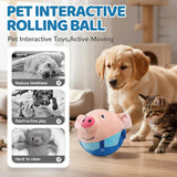FANSUIT Interactive Dog Toys, 2025 Upgrade Active Moving Pet Plush Toy, Moving Interactive Squeaky Toy, Pig Plush Sound Electronic Dogs Toy Pets Balls (Red Pig)