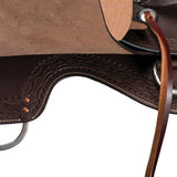 Double S Oiled Trail Saddle | Size 15 | Beautifully Hand Tooled | Generously Padded Seat | Lightweight & Maintenance Free | Stainless Steel Hardware | Saddle Bag Compatible |