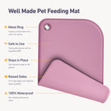 Silicone Pet Feeding Mat with Metal Ring, Waterproof, 23x15 in, Pet Feeding Mats, Raised Edges to Prevent Spills, Dogs and Cats Placement Tray to Stop Food and Water Bowl Messes (Pink, 23x15 in)