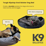 K9 Ballistics Tough Ripstop Oval Bolster Dog Bed, Large, Taupe