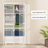 unipaws Transparent Clear Cat Safety Gate, 75"-98" Height and 35"-38" Wide Adjustable, Auto Closing and No Drilling Plus Stable 3 Support Pillars, Extra Tall for Doorway, Stairs, White