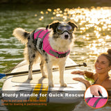Mklhgty Dog Life Jacket, Reflective Adjustable Dog Life Vest with Rescue Handle for Swimming and Boating, Ripstop Pet Safety Life Preserver for Small, Medium and Large Dogs